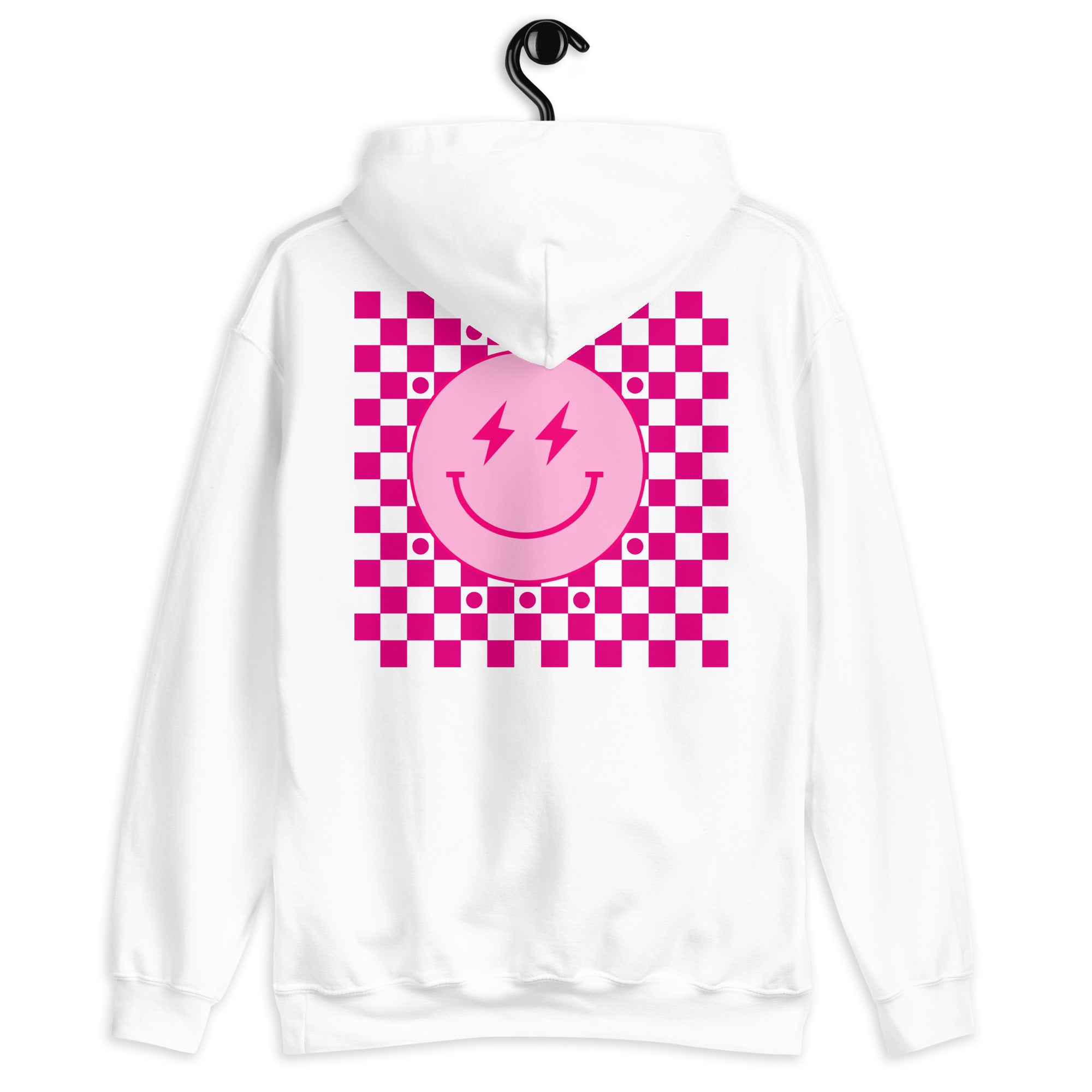 Preppy Aesthetic Checkerboard Smiley Lightning Bolt Hoodie