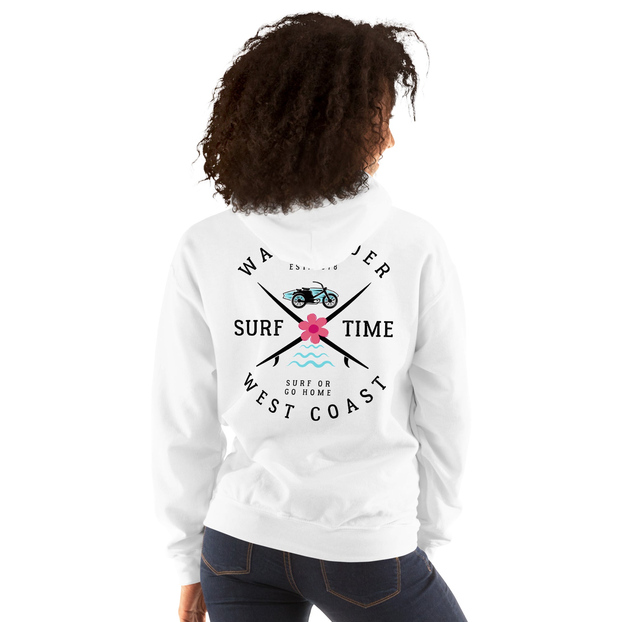 West Coast Surf Or Go Home Preppy Beach Hoodie for Women