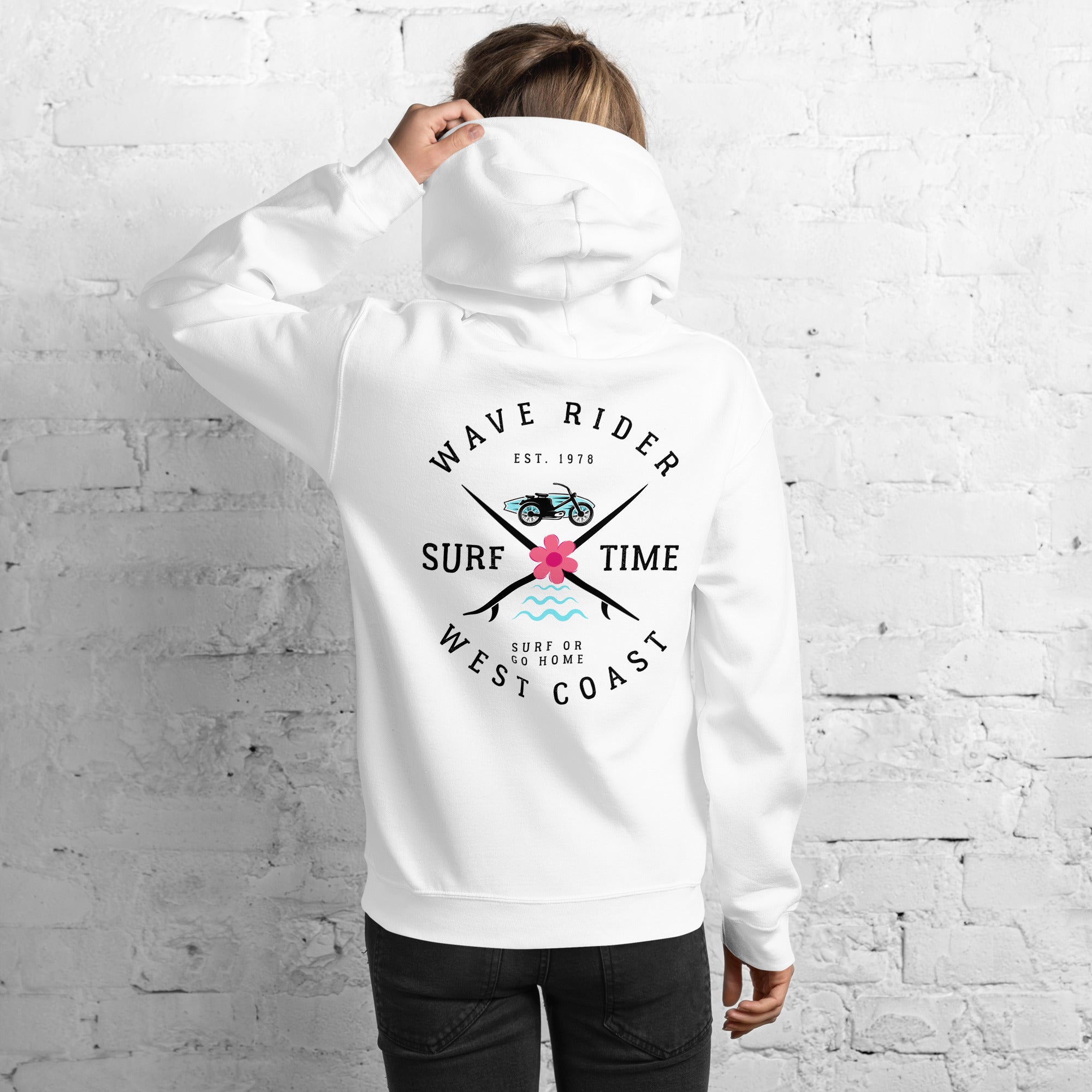 West Coast Surf Or Go Home Preppy Beach Hoodie for Women
