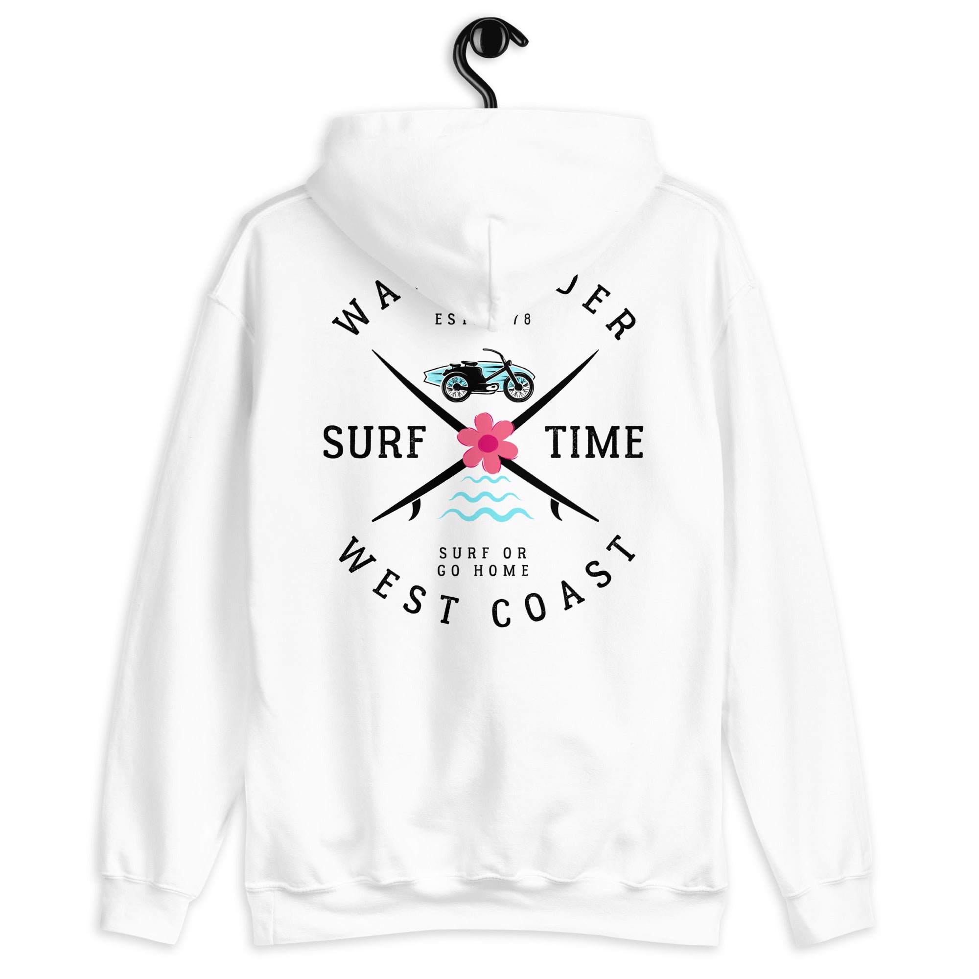 West Coast Surf Or Go Home Preppy Beach Hoodie for Women
