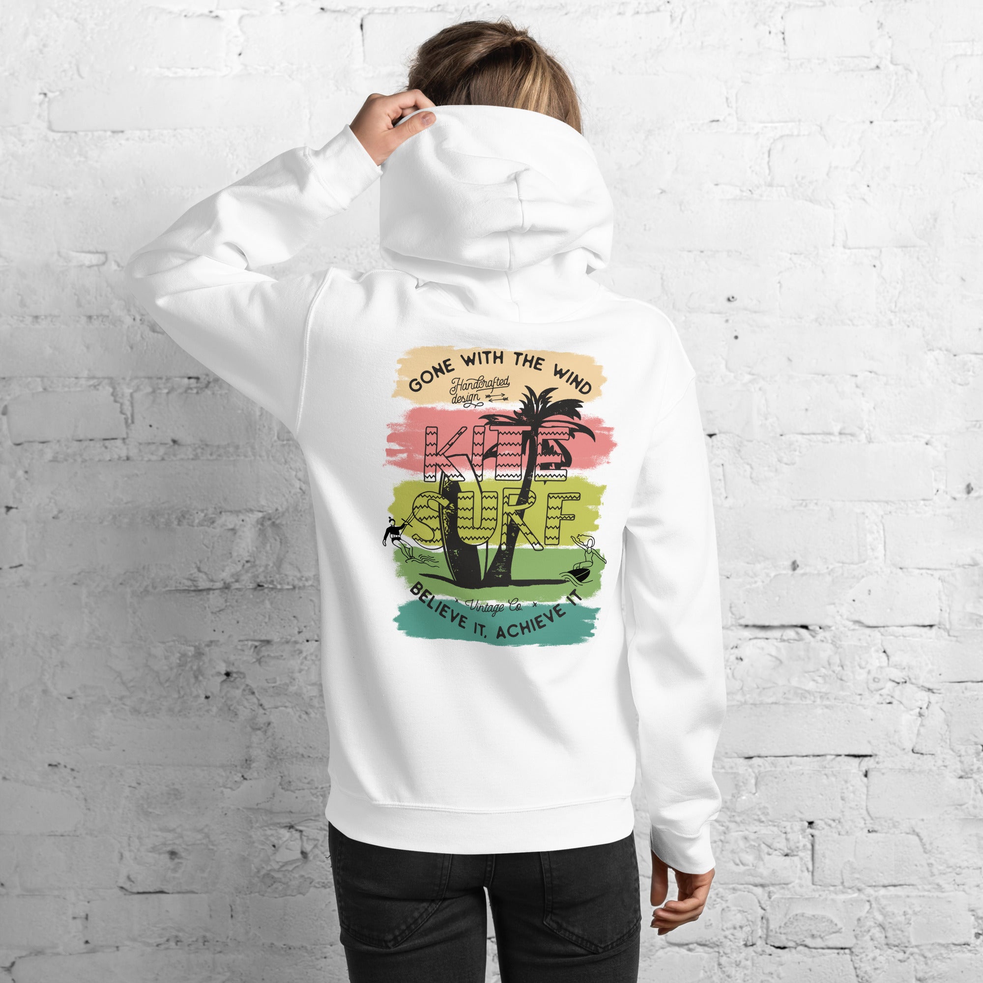 Preppy Beach Kite Surfer Vintage Style Hoodie for Women