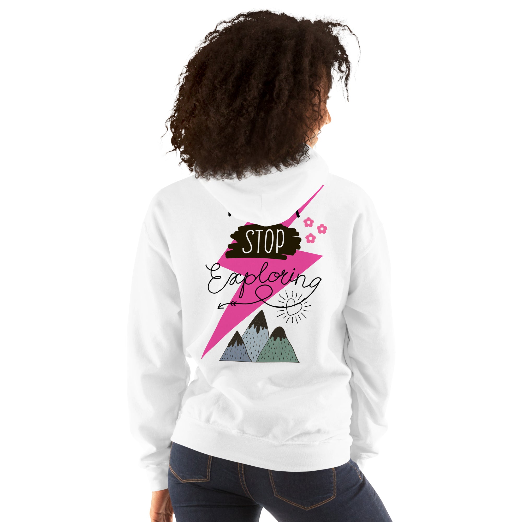 Preppy Never Stop Exploring Mountains Hoodie for Women