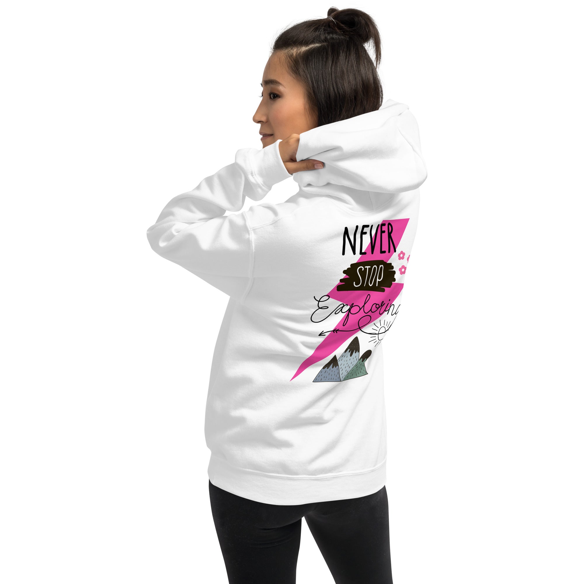 Preppy Never Stop Exploring Mountains Hoodie for Women