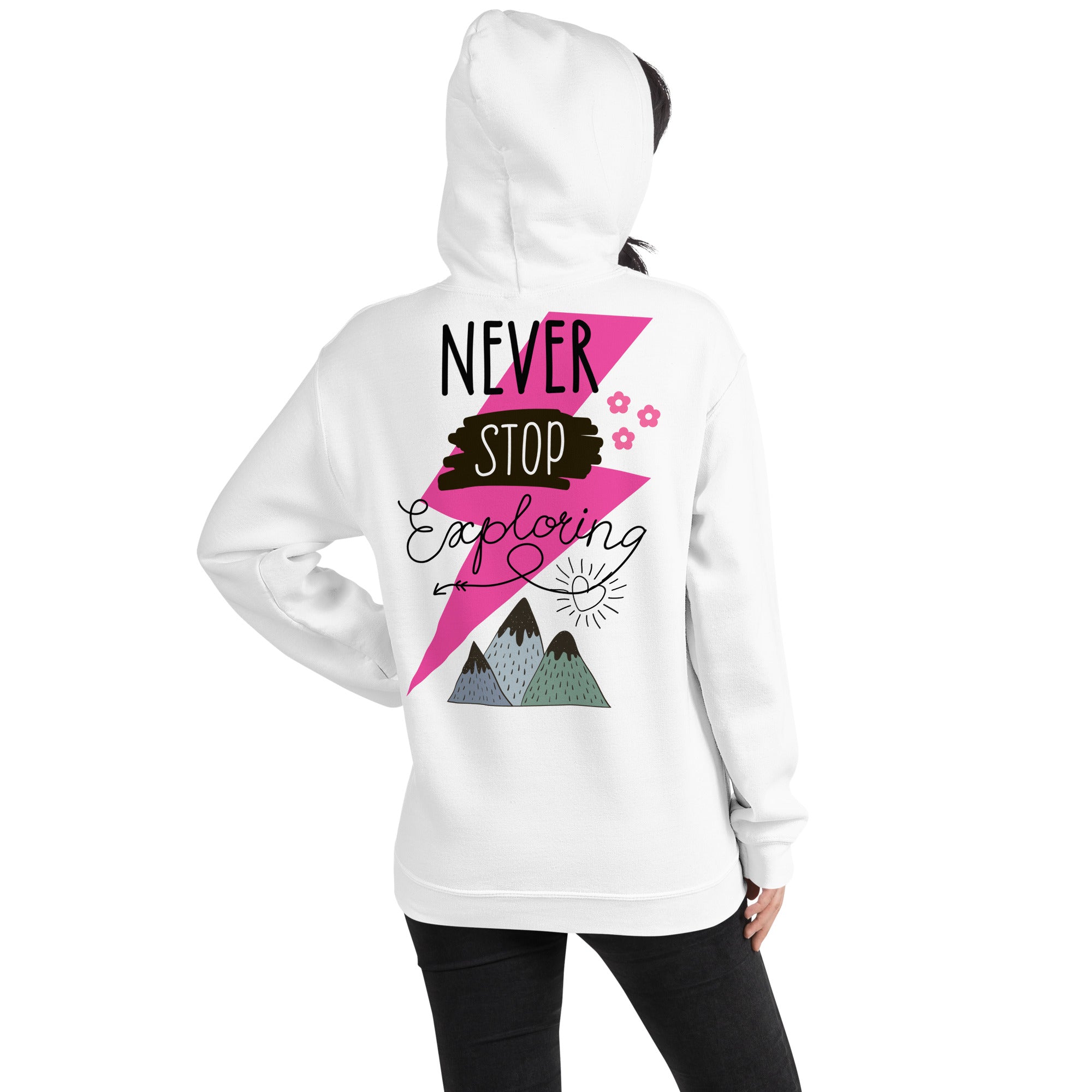 Preppy Never Stop Exploring Mountains Hoodie for Women