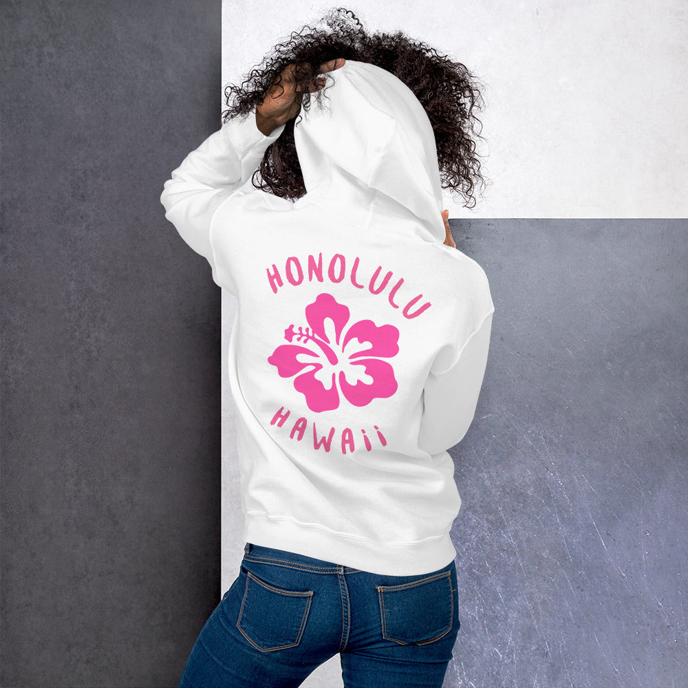 Preppy Honolulu Hawaii Pink Hibiscus Beach Hoodie for Women