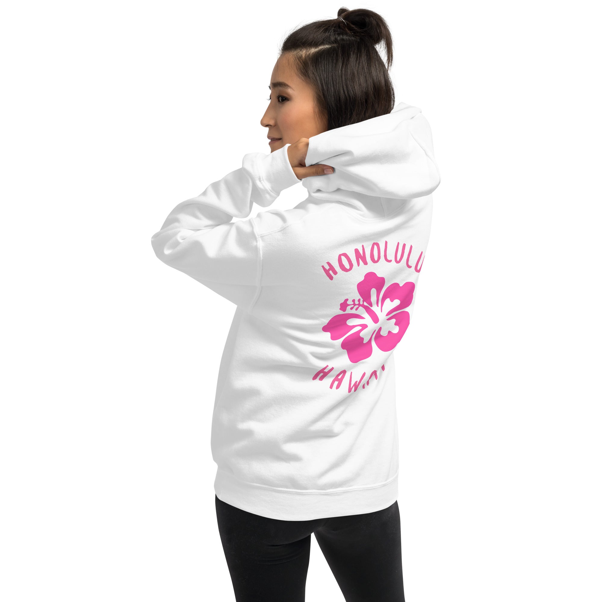 Preppy Honolulu Hawaii Pink Hibiscus Beach Hoodie for Women
