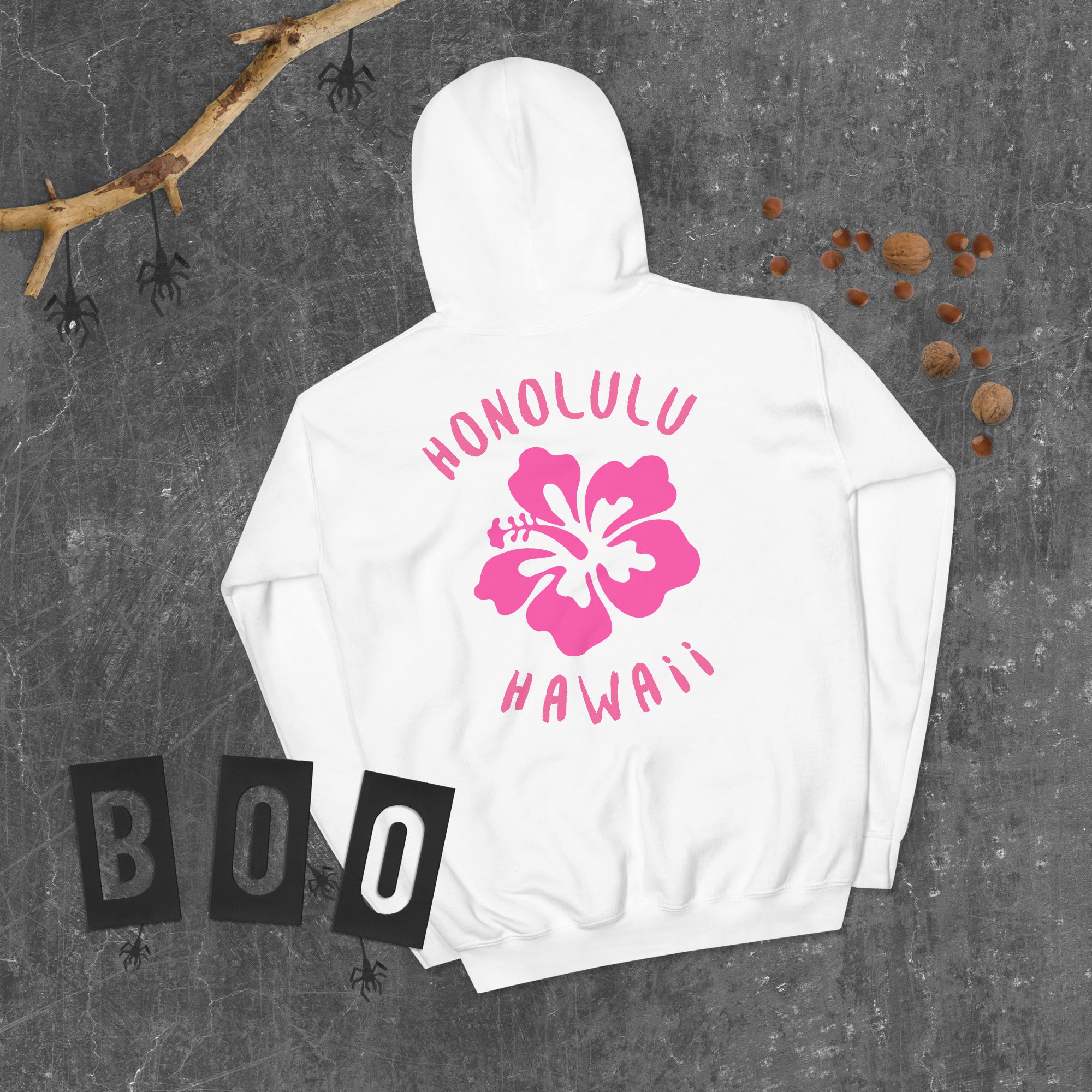 Preppy Honolulu Hawaii Pink Hibiscus Beach Hoodie for Women