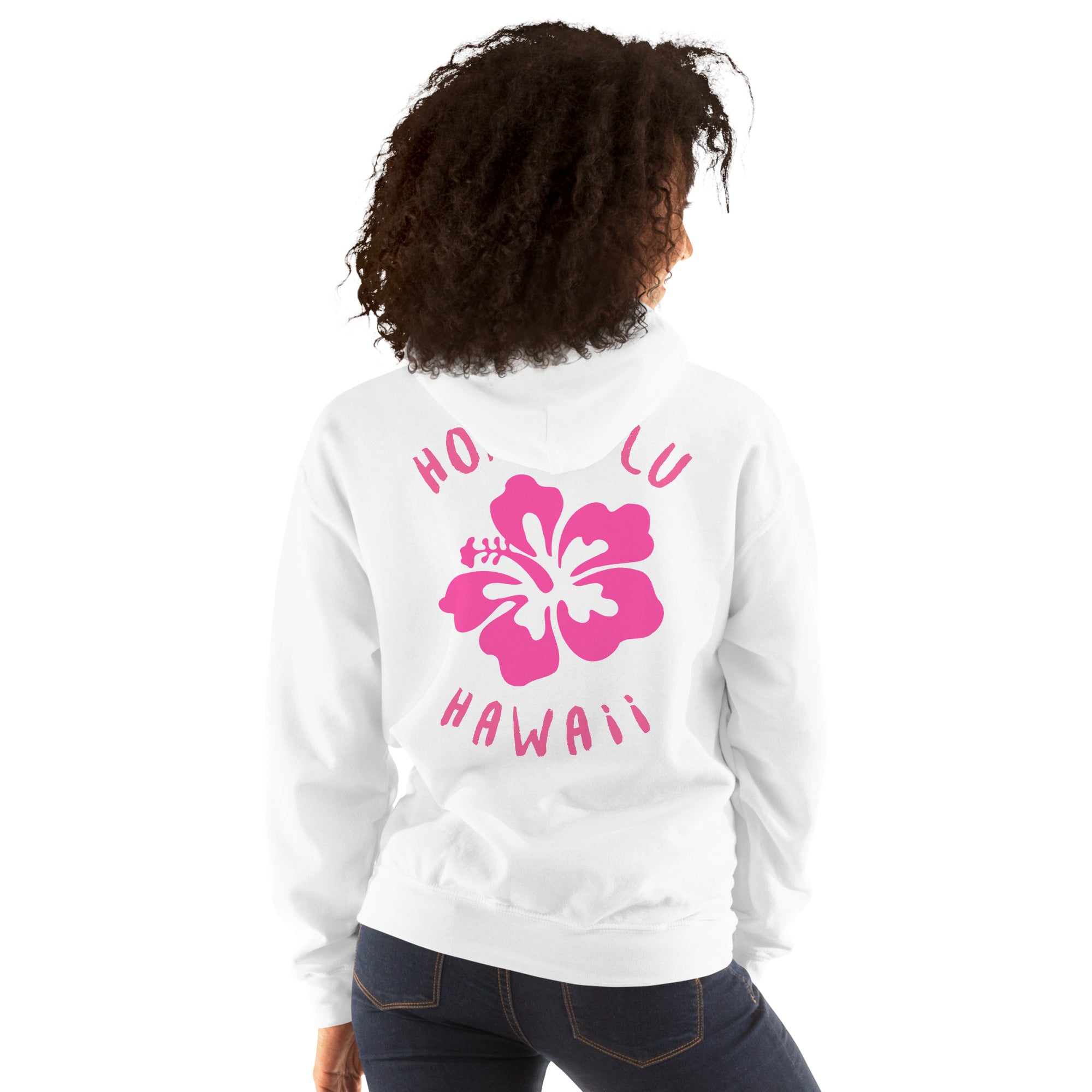 Preppy Honolulu Hawaii Pink Hibiscus Beach Hoodie for Women