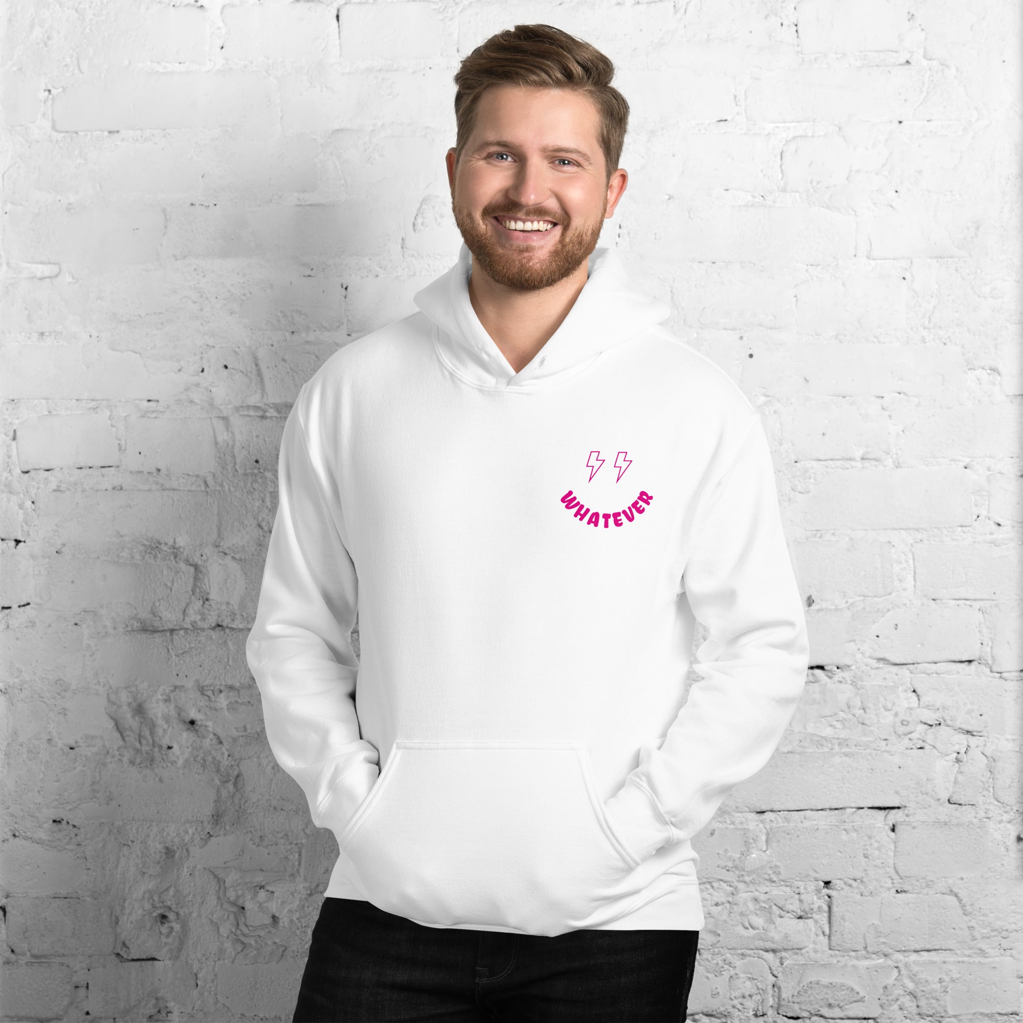 Preppy Bolt Eyes Whatever Smiley Face Aesthetic Hooded Sweatshirt
