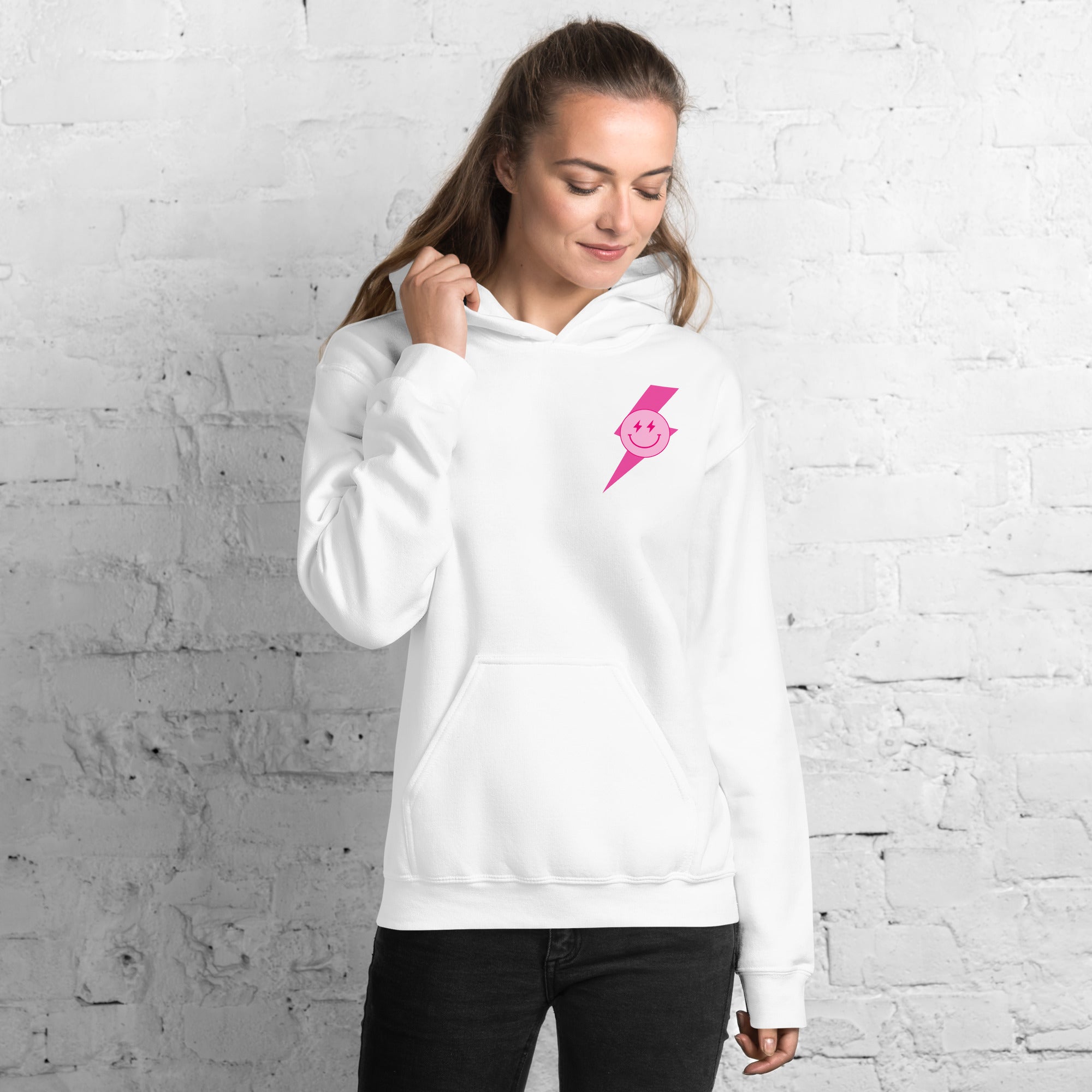 Preppy Aesthetic Checkerboard Smiley Lightning Bolt Hoodie