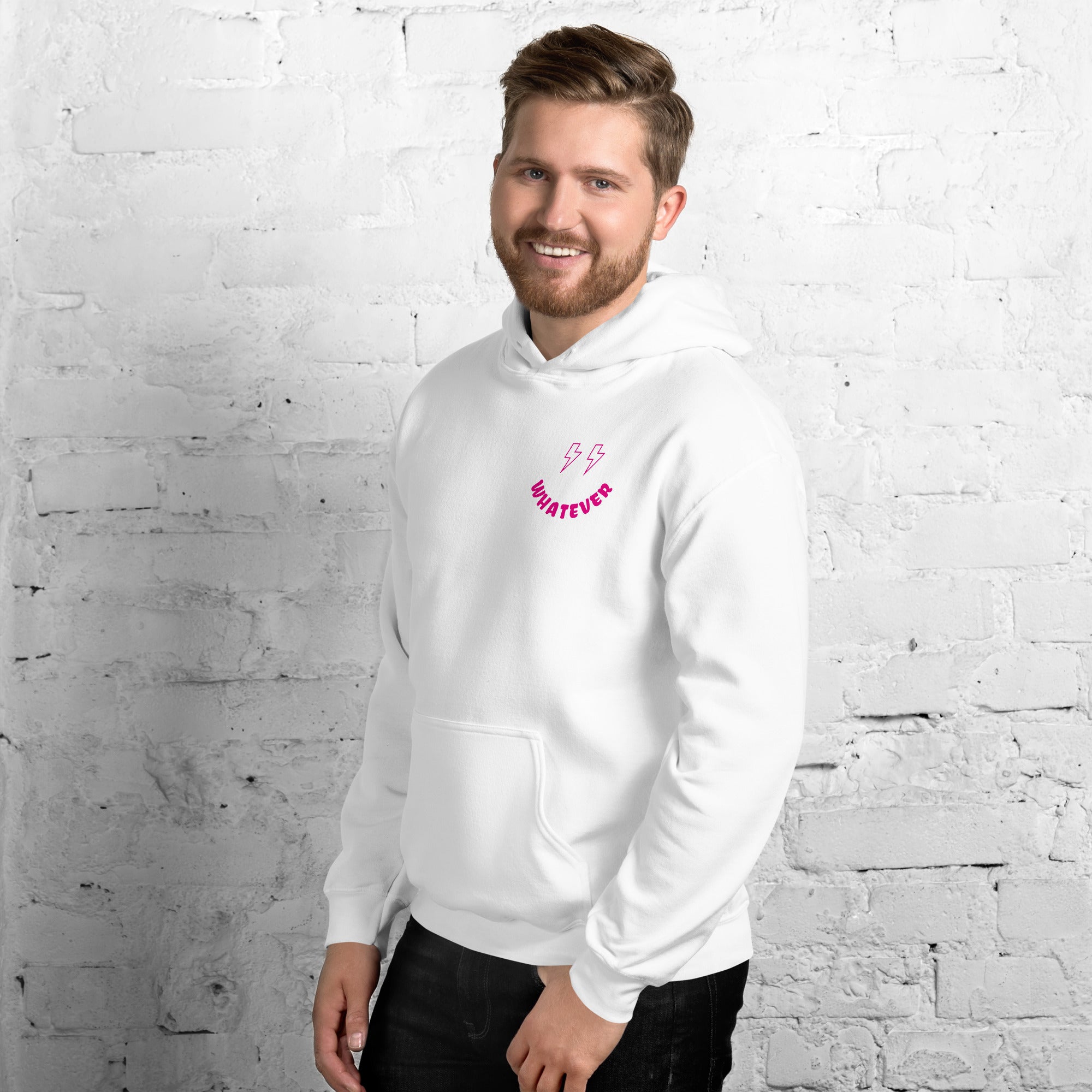 Preppy Bolt Eyes Whatever Smiley Face Aesthetic Hooded Sweatshirt