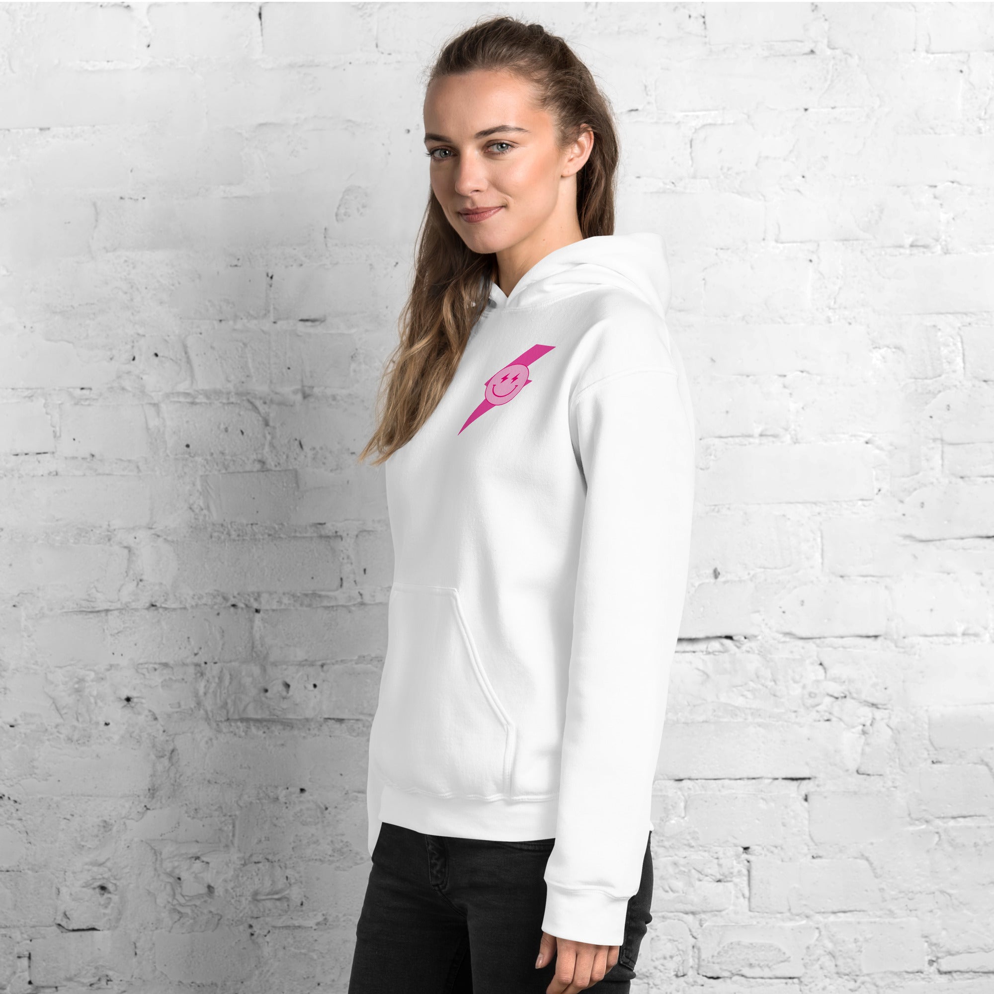 Preppy Aesthetic Checkerboard Smiley Lightning Bolt Hoodie