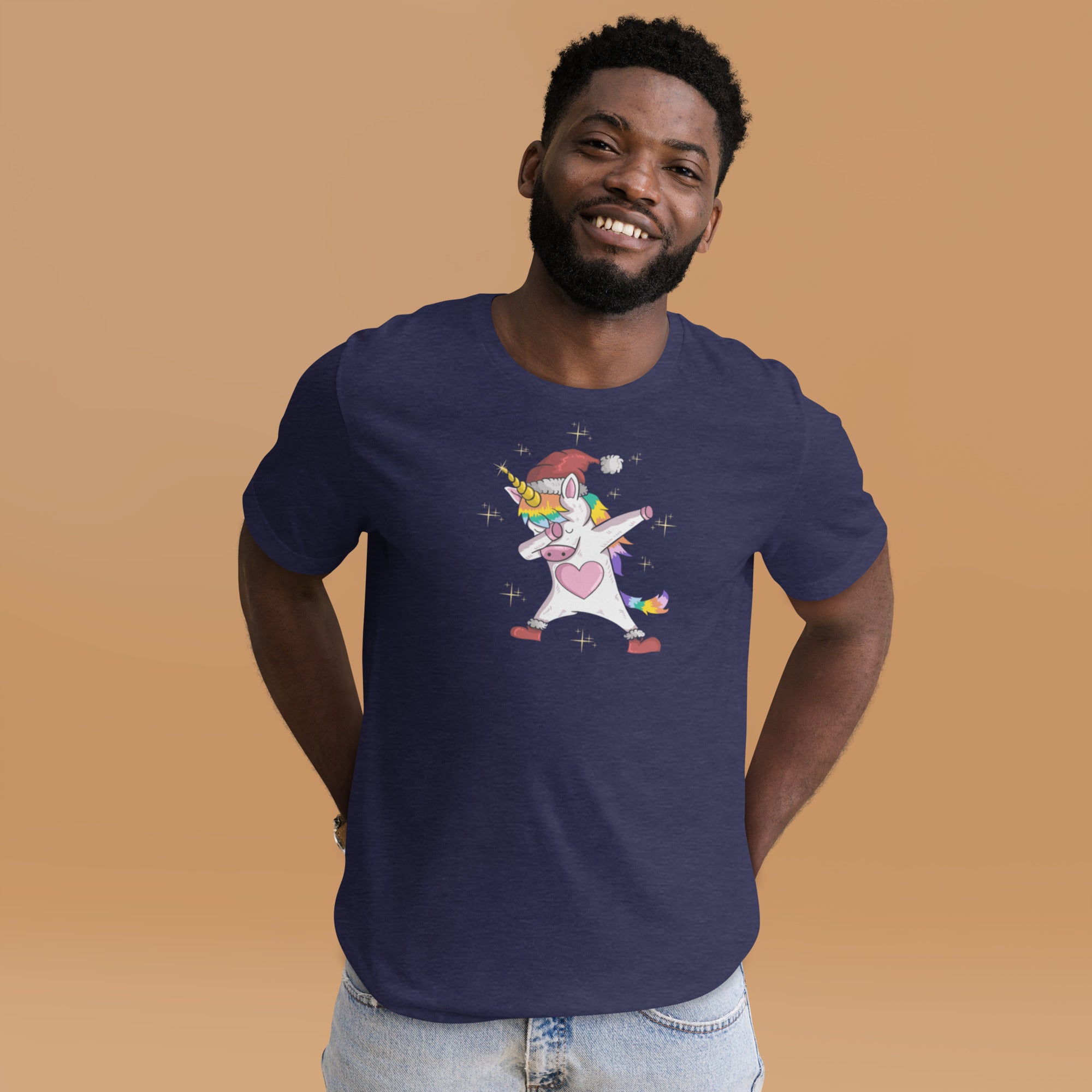 Dabbing Unicorn Christmas Theme Preppy Unisex T-shirt