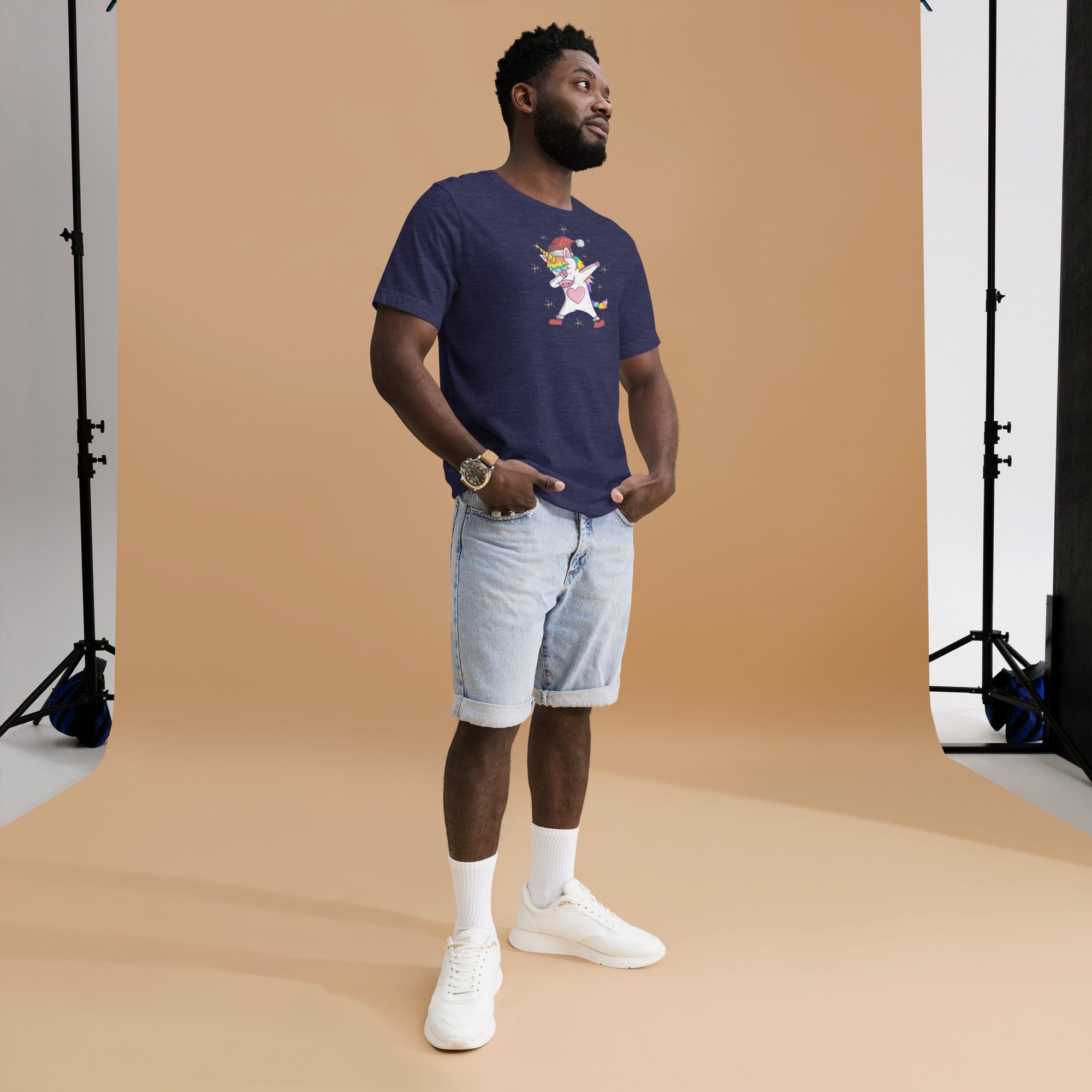 Dabbing Unicorn Christmas Theme Preppy Unisex T-shirt