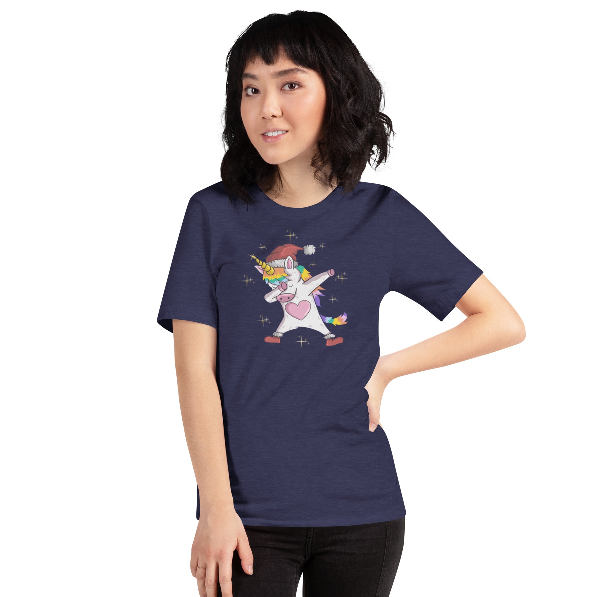 Dabbing Unicorn Christmas Theme Preppy Unisex T-shirt