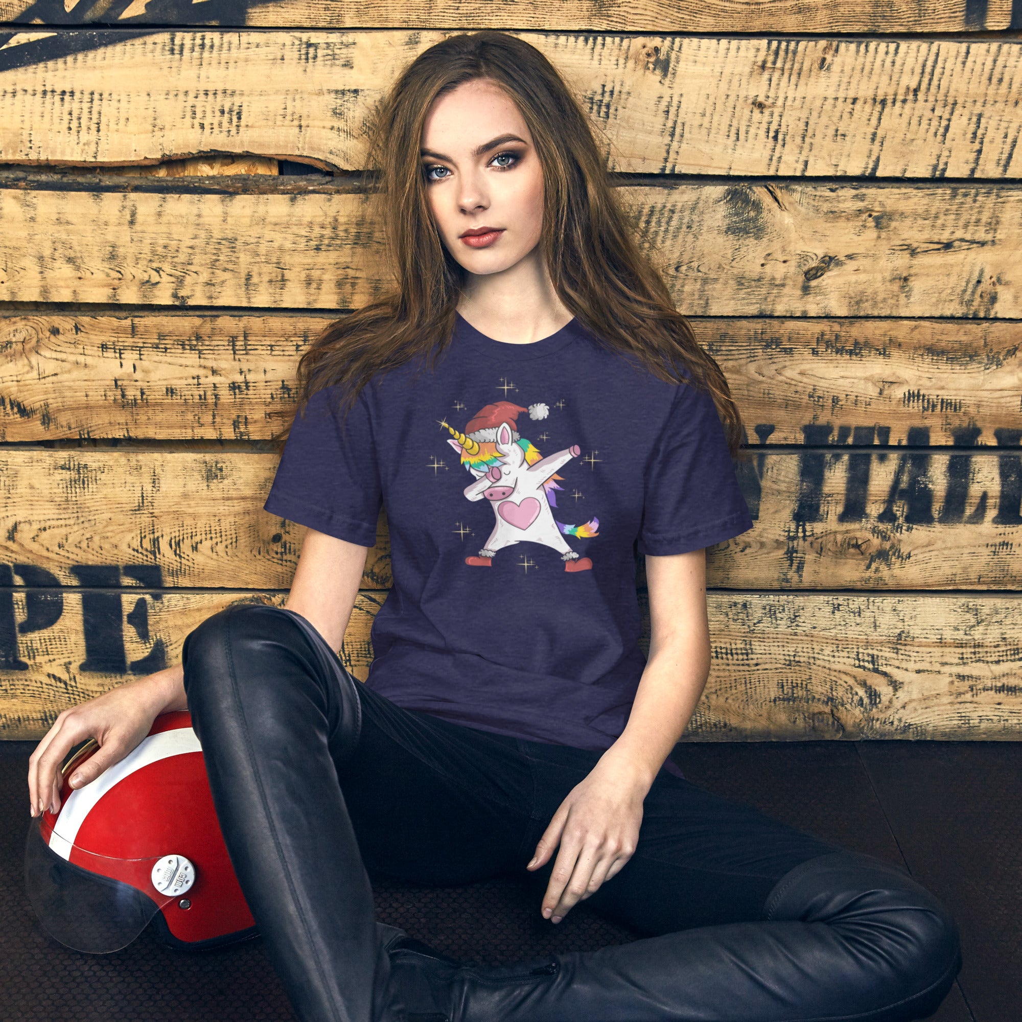 Dabbing Unicorn Christmas Theme Preppy Unisex T-shirt