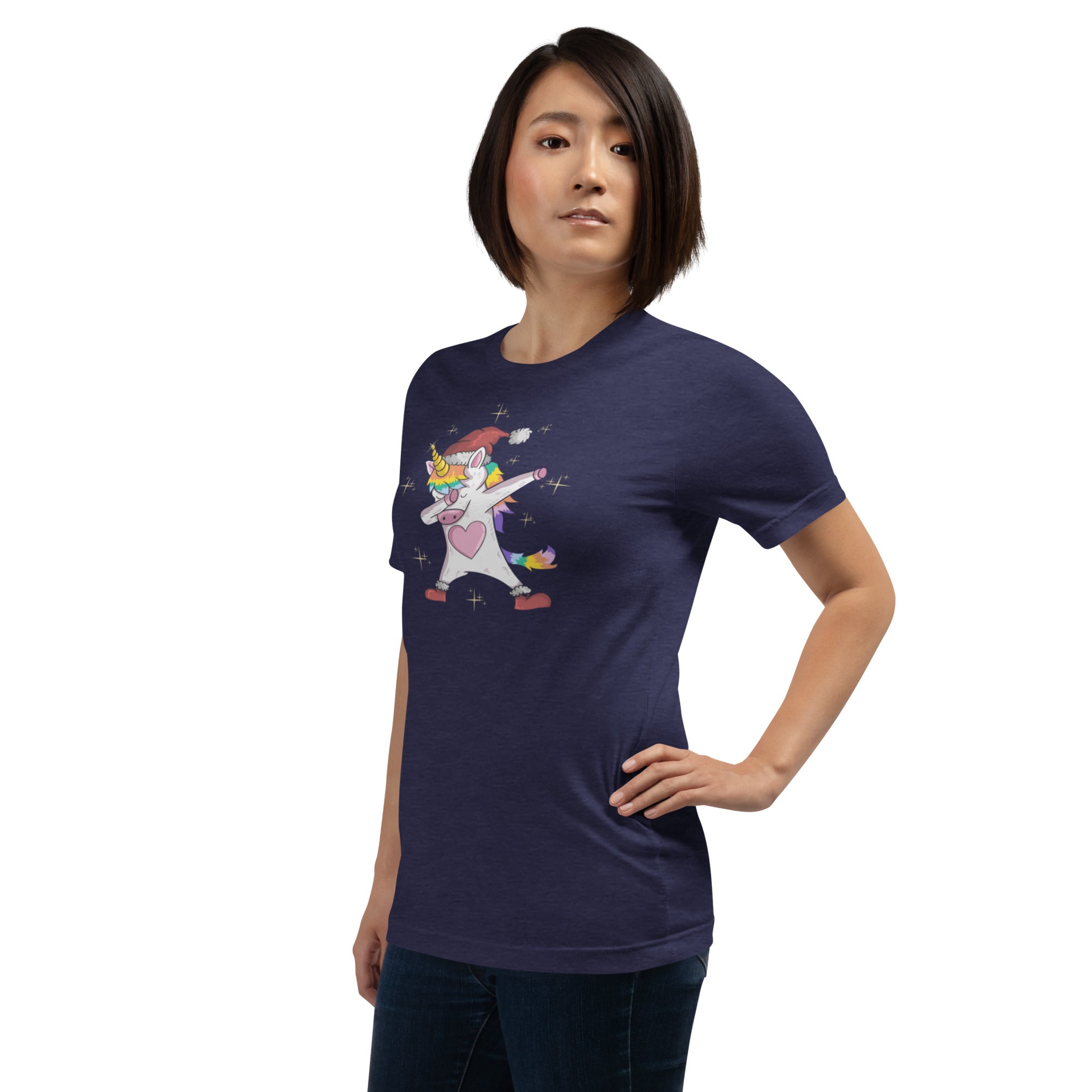 Dabbing Unicorn Christmas Theme Preppy Unisex T-shirt