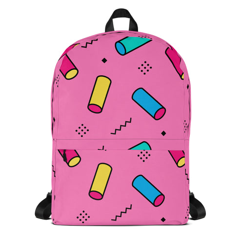 Preppy Memphis Geometric Pattern Backpack for All Ages