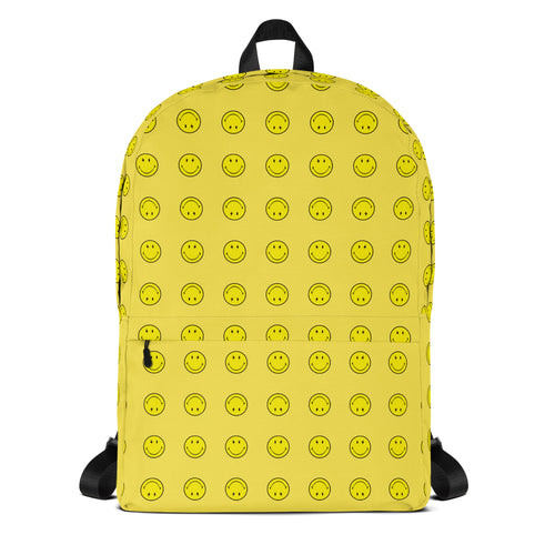 Preppy Cool Smiley Face Yellow Backpack for School