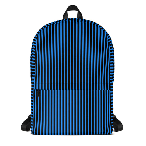 Minimal Black Stripes with Blue Lines Streaks Trendy Backpack