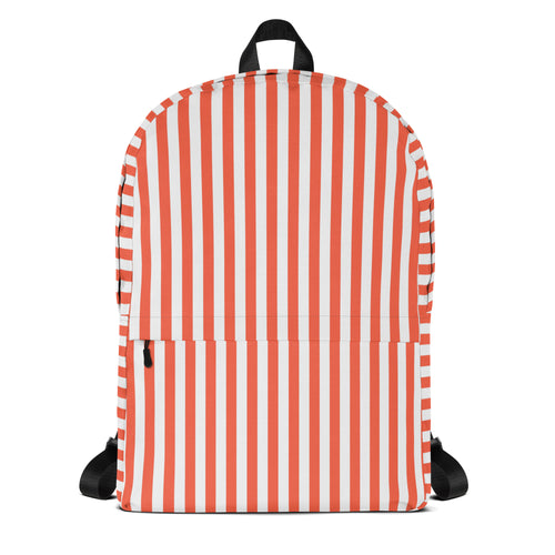White and Orange Stripes Carry On Travel Backpack