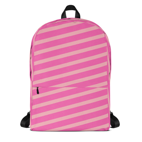 Pink Striped Preppy Aesthetic Backpack for Women