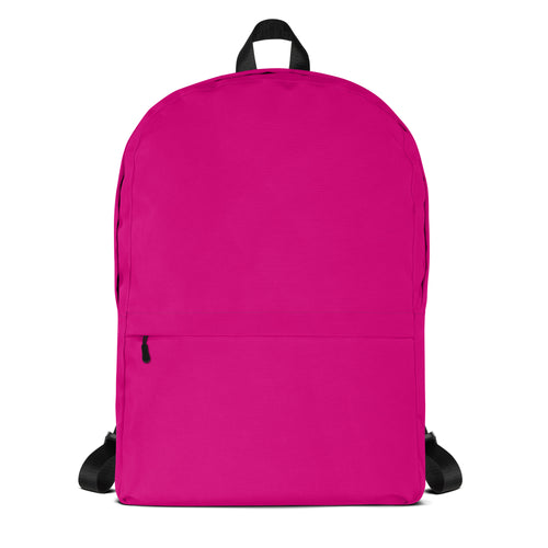 Preppy Shocking Pink Plain Waterproof Backpack for Women