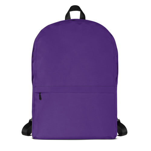 Preppy Plain Dark Plum Purple Color Medium Size Backpack