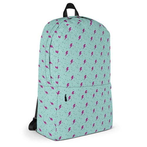 Preppy Green Daze Lightning Bolts Pattern Backpack