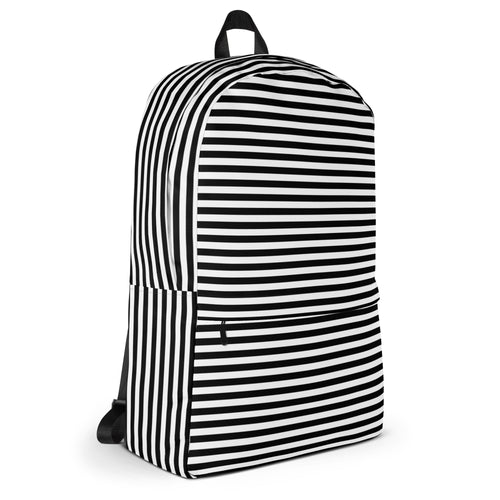 Preppy Black & White Horizontal Striped Lines Backpack
