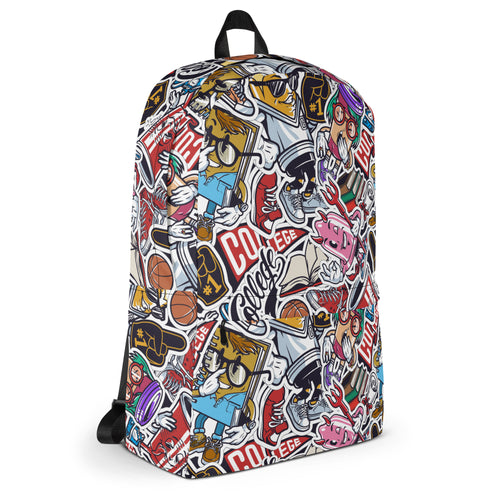 Funny Pop Graffiti Art Stickers Pattern Skater Backpack