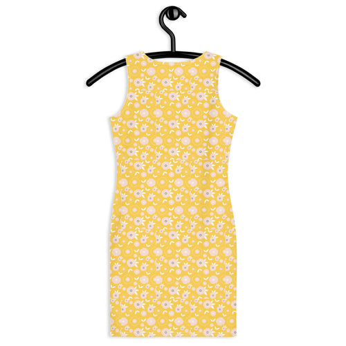Preppy Sunshine Yellow Floral Bodycon Mini Dress