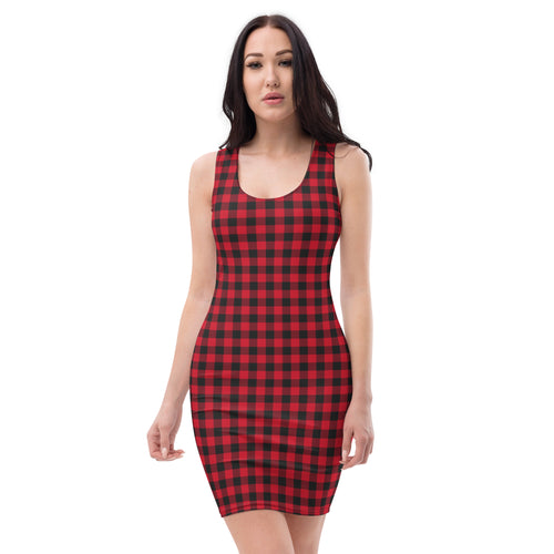 Classic Vintage Buffalo Red and Black Plaid Bodycon Dress