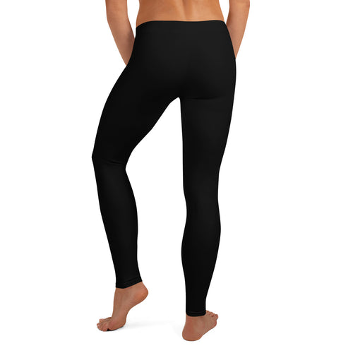 Preppy Plain Black Gym Workout Leggings for Women