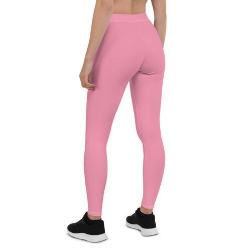Preppy Plain Pink Gym Workout Leggings for Women