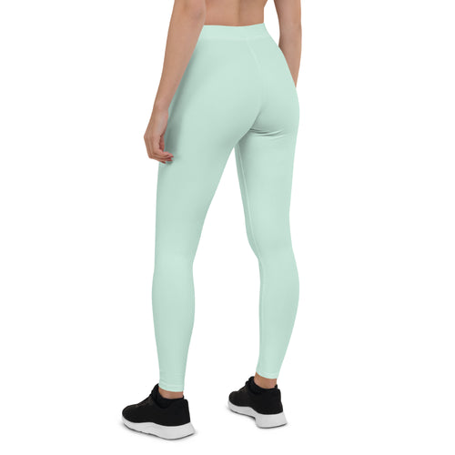 Preppy Plain Sea Green Gym Workout Leggings for Women