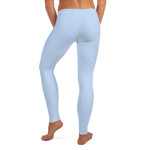 Preppy Plain Baby Blue Gym Workout Leggings for Women