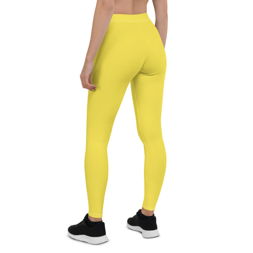 Preppy Plain Yellow Gym Workout Leggings for Women
