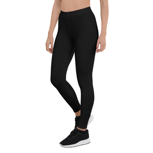 Preppy Plain Black Gym Workout Leggings for Women