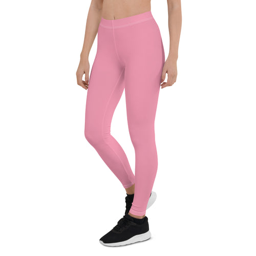 Preppy Plain Pink Gym Workout Leggings for Women