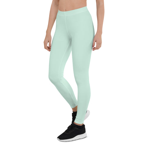 Preppy Plain Sea Green Gym Workout Leggings for Women