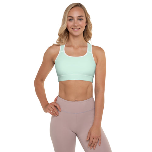 Preppy Plain Sea Green Padded Sports Bra