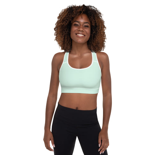 Preppy Plain Sea Green Padded Sports Bra