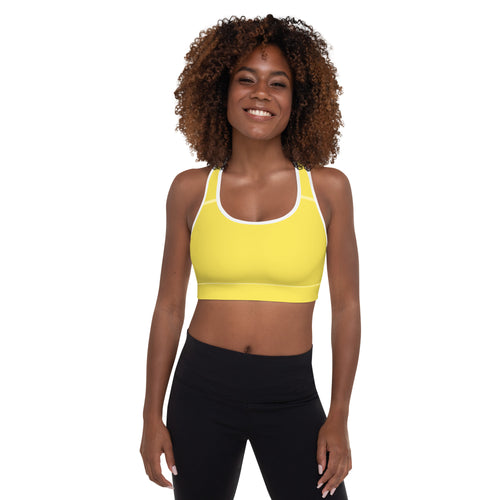 Preppy Plain Yellow Padded Sports Bra