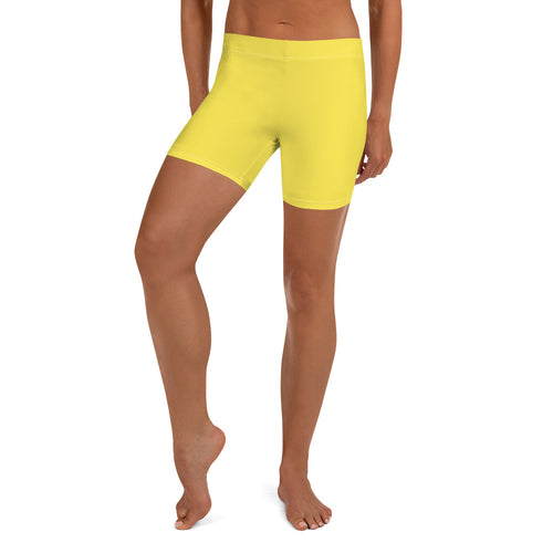 Preppy Plain Yellow Tight Shorts for Women