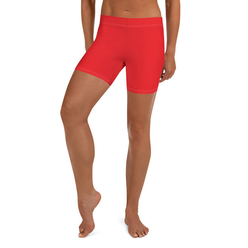 Athletic Red Gym Workout Tight Shorts for Women