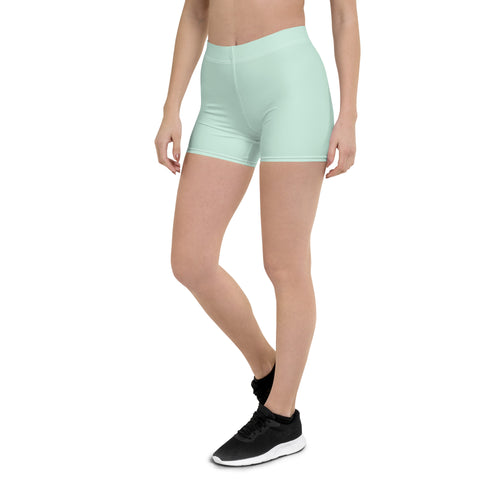 Preppy Plain Sea Green Tight Shorts for Women