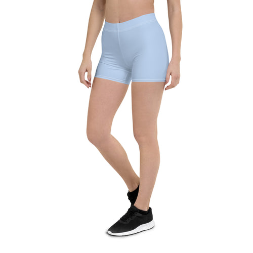 Preppy Plain Baby Blue Tight Shorts for Women