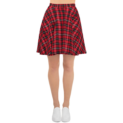 Preppy Red and Black Tartan Plaid Mini Skirt