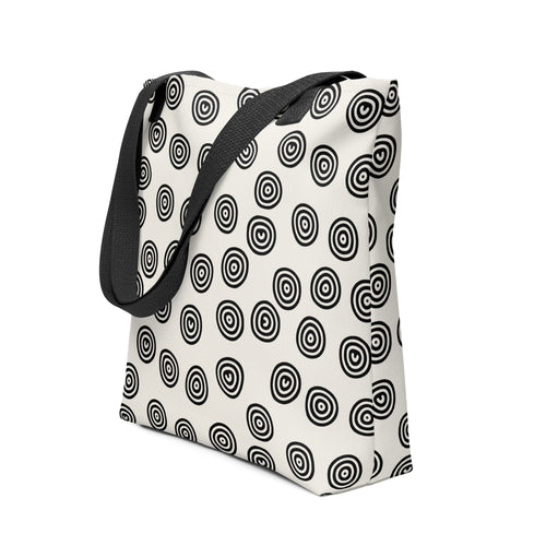 Circle Art Preppy Style Printed Tote Bag
